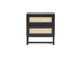 Padstow Black & Rattan Bedside - 1